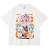 230 Gsm 100% Cotton Demon Slayer V64 Tanjiro Fire Breathing Print Unisex Heavy Cotton T Shirt