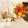 Artificial Maple Leaf Pumpkins Wheat Stalks Tabletop Planter Home Office Decoration Seasonal Display Ornament