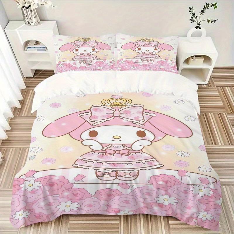 3pcs Sweet and Cute My Melody Bedding Set, Including 1 Quilt Cover and 2 Pillow Shams,Soft and Comfortable Home Bedroom .W110