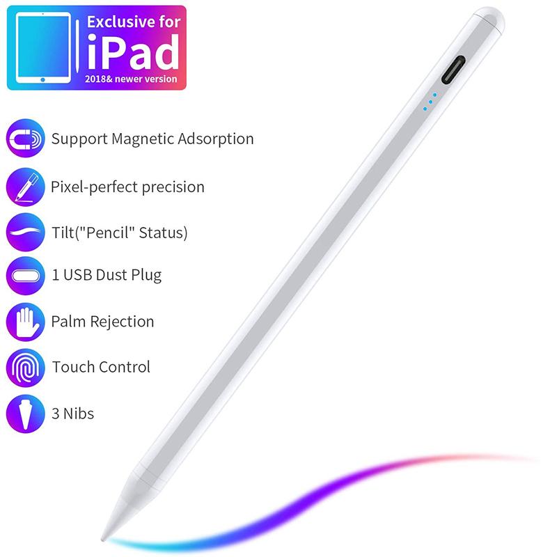 Стилус для Apple iPad, перезаряжаемая цифровая ручка для iPad Pro/Mini/Air/iPhone, емкостный сенсорный экран телефона и планшета