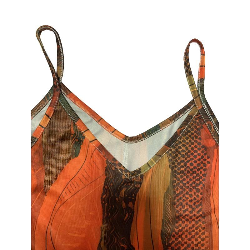 Платье-комбинация с принтом листьев, платье без рукавов в отпускном стиле на весну и лето, женская одежда