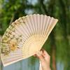 1Pc Silk Folding Fan Party Gift With Tassels Chinese Art Crafts Bamboo Fans Vintage Home Decorations Dance Photo Props Hand Fan