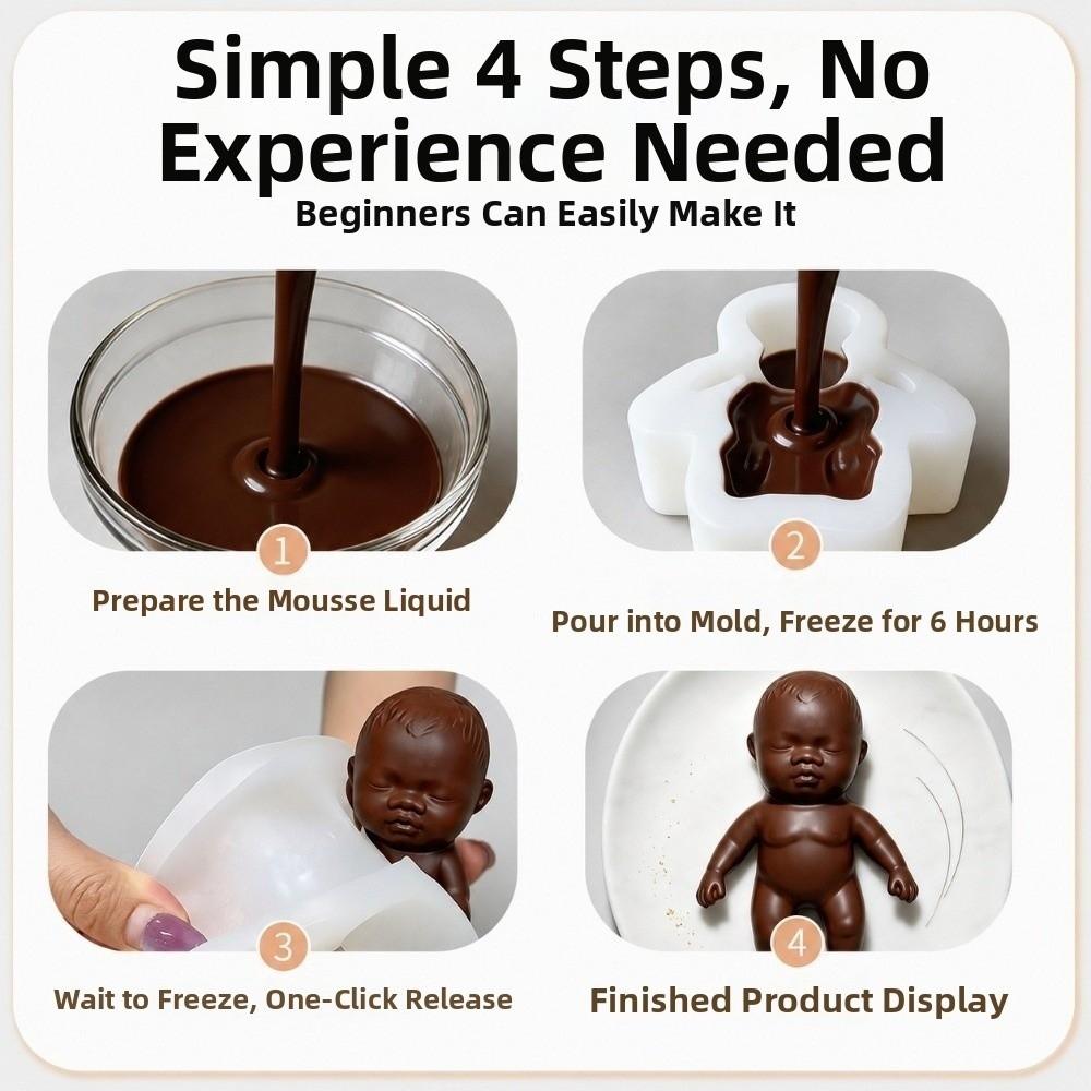 DIY Crafts Baby Doll Silicone Mold Realistic Cake Topper Mold Black Baby Doll Mold Home Decor
