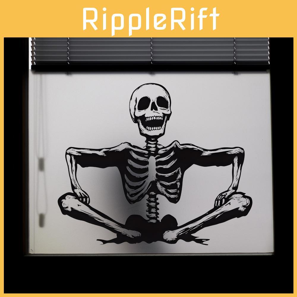 Smiling Halloween Skeleton Glass Showcase Bedroom Home Decoration Wall Stickers