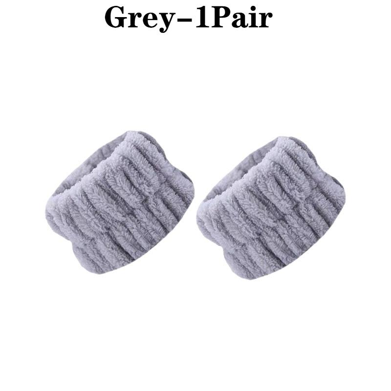 1/2Pairs Women Waterproof Face Wash Set Soft Wristband and Headband for Facial Cleaning Absorbent Microfiber Towel Wristband