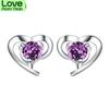 Wholesale Fashion Girl Woman Jewelry Aaa Zircon Amethyst Purple Heart 925 Sterling Silver Stud Earrings Ys16