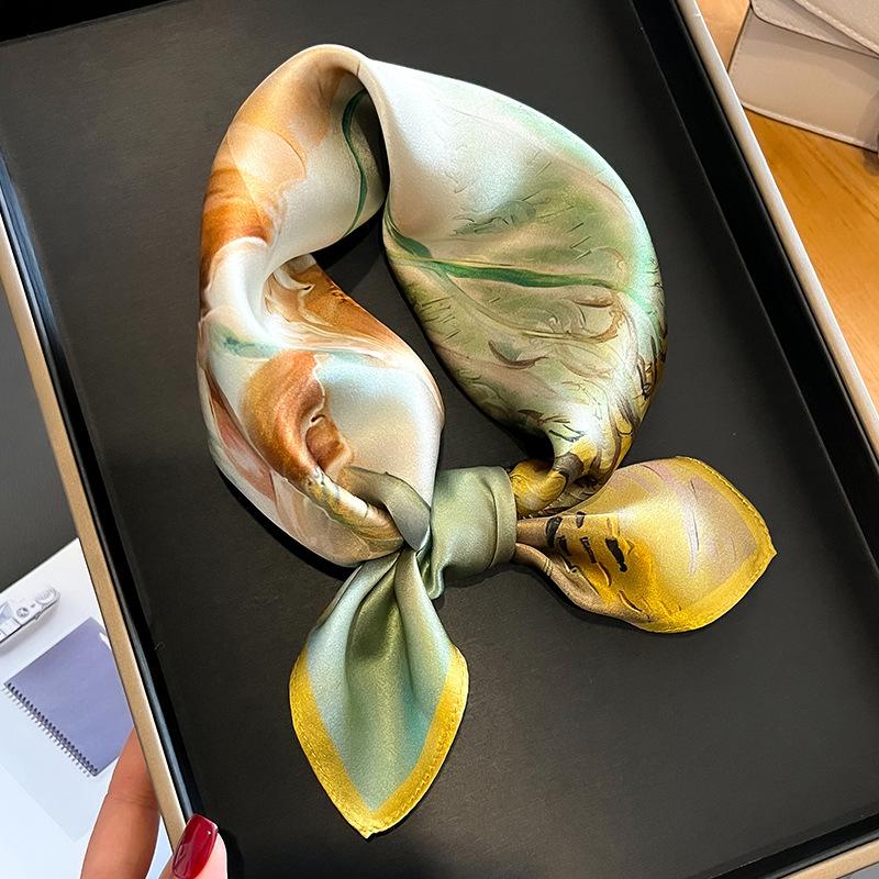 New 100% Natural Real Silk Women Scarf Printed Scarfs Bandana Women Square Scarves Hijab Shawls Warp Neckerchief Female Foulard