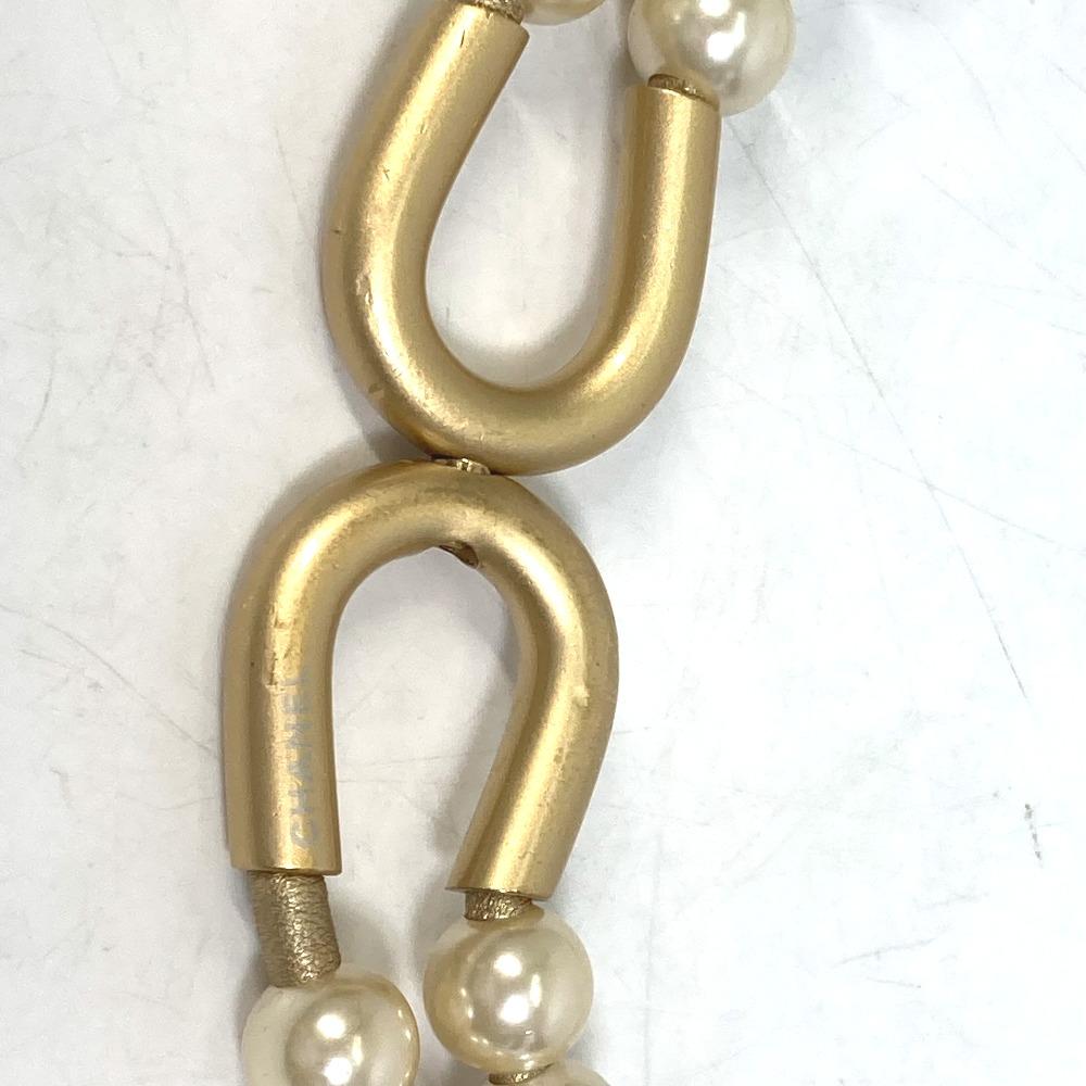 CHANEL 01C Faux pearl  belt Leather Gold
