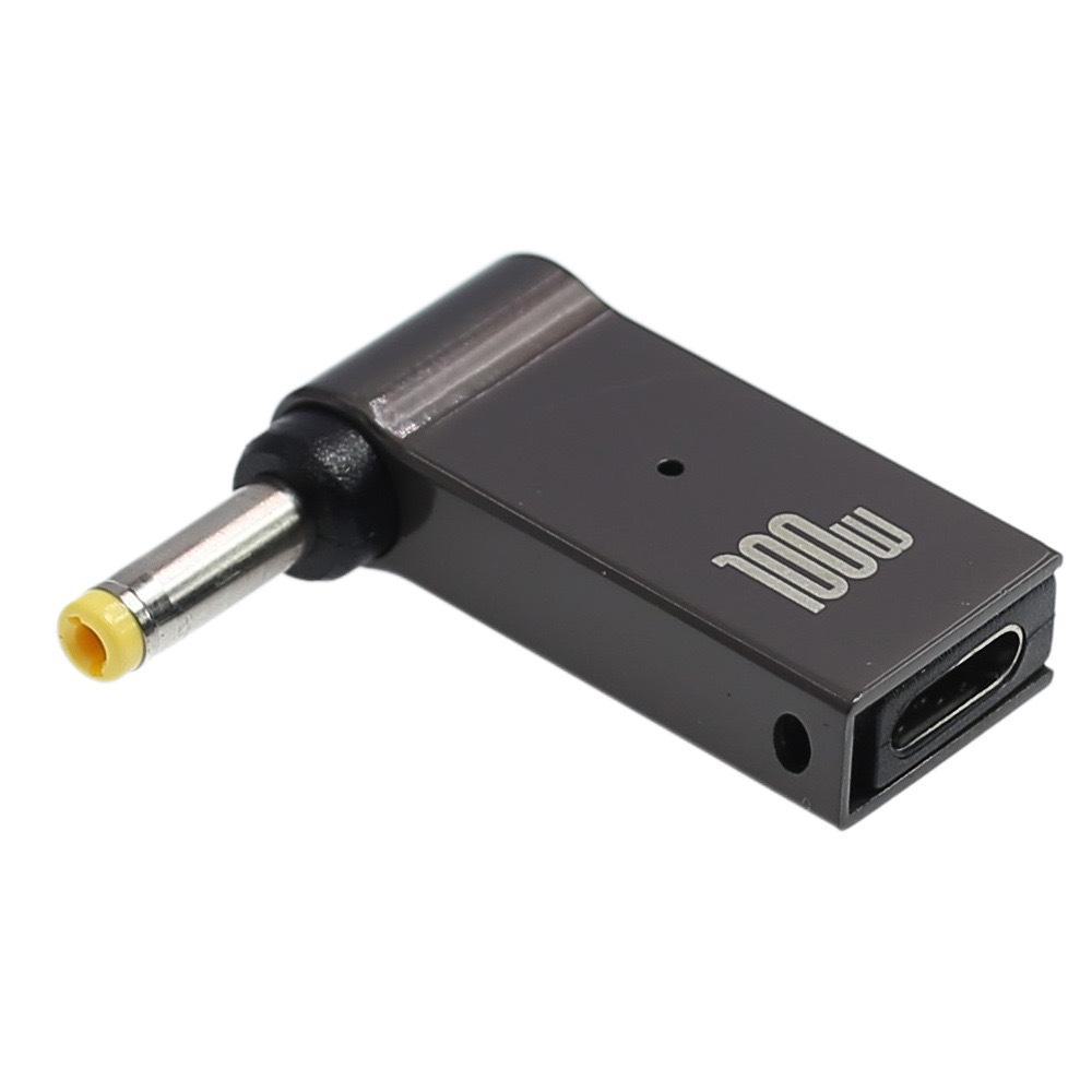 Адаптер постоянного тока PD Induction Elbow из цинкового сплава мощностью 100 Вт: Type-C Female к Lenovo Square Port 1145, 20 В