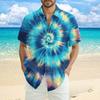 Мужская модная свободная пляжная рубашка с коротким рукавом и принтом тай-дай
