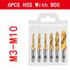 1-6PCS Tap Drill Titanium Plated Hex Shank HSS Screw Thread Metric Tap Bits Screw Machine Compound M3 M4 M5 M6 M8 M10 Hand Tools