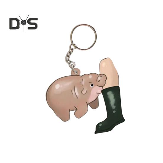 Брелок-подвеска в виде бегемота, небольшой брелок-подвеска, выделяющийся, необычный брелок-подвеска, сумка, рюкзак, аксессуар, подарок