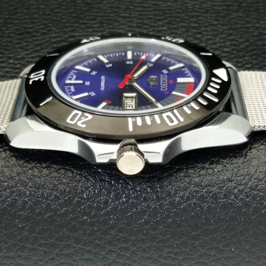 ЯПОНИЯ ВОССТАНОВЛЕННЫЕ SEIKO 5 МУЖСКИЕ АВТОМАТИЧЕСКИЕ 6309A НАРУЧНЫЕ ЧАСЫ С СИНИМ ЦИФЕРБЛАТОМ a426509-2