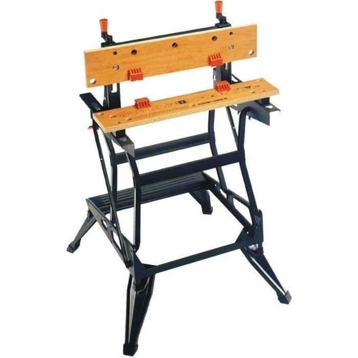 Folding Workbench Vise - BLACK+DECKER - WM550-XJ - 2 Bamboo Jaws - Maximum Load of 250 Kg