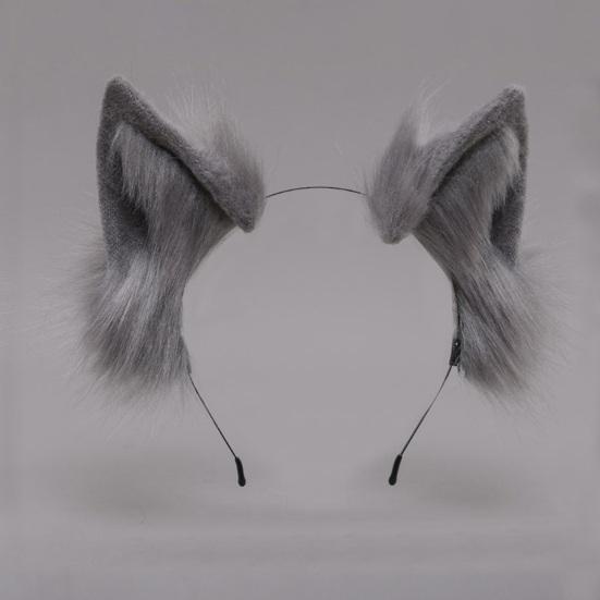 Обруч для волос с плюшевыми кошачьими ушками, эластичный головной убор, искусственные уши животных ручной работы, металлическая оправа, гибкая повязка на голову, аксессуары для фотосъемки на Хэллоуин