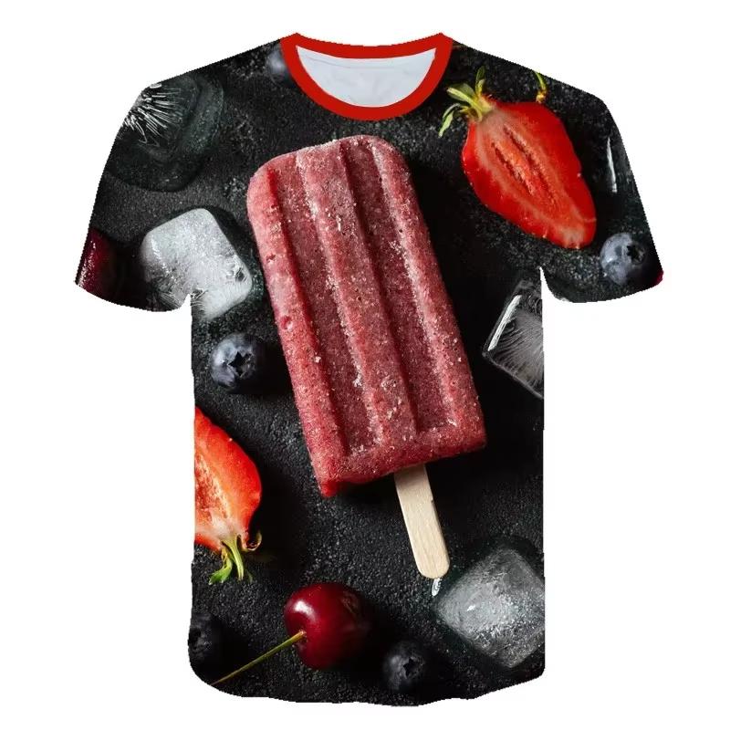 Ice Cream 3D Printing T-shirt Colorful Likeable Summer Clothing For T Shirt Men And Kids Funny Intersting Design 2024 New Tee