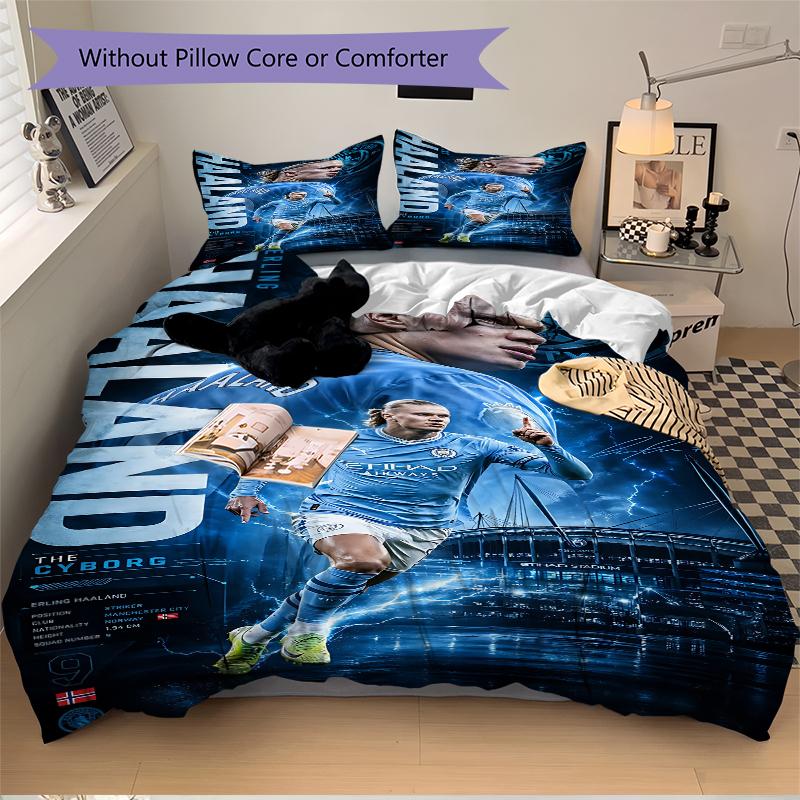 3Pcs Man City Haaland Poster Bedding Sets For All Sizes New 3D Printed Bed Cover Comforter Duvet Cover Pillowcase Bedroom Decoration