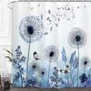 Синяя цветочная шторка для душа Акварельная цветочная шторка для ванной Полиэстер Водонепроницаемые шторки для ванной комнаты с крючками Экран для душа