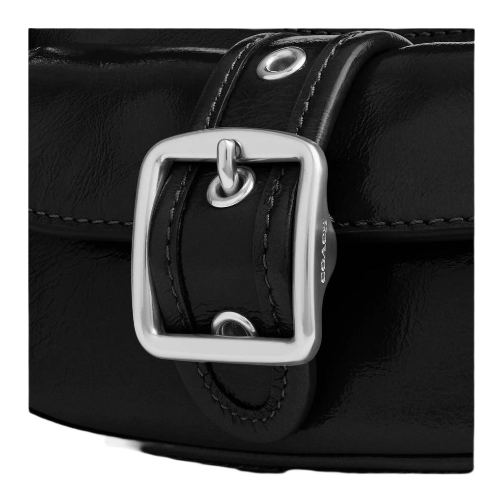 Coach Аштон 20 Серебряная пряжка Мини-сумка на плечо Мятая кожа Женская сумка на плечо Черный CDB19-SVBK