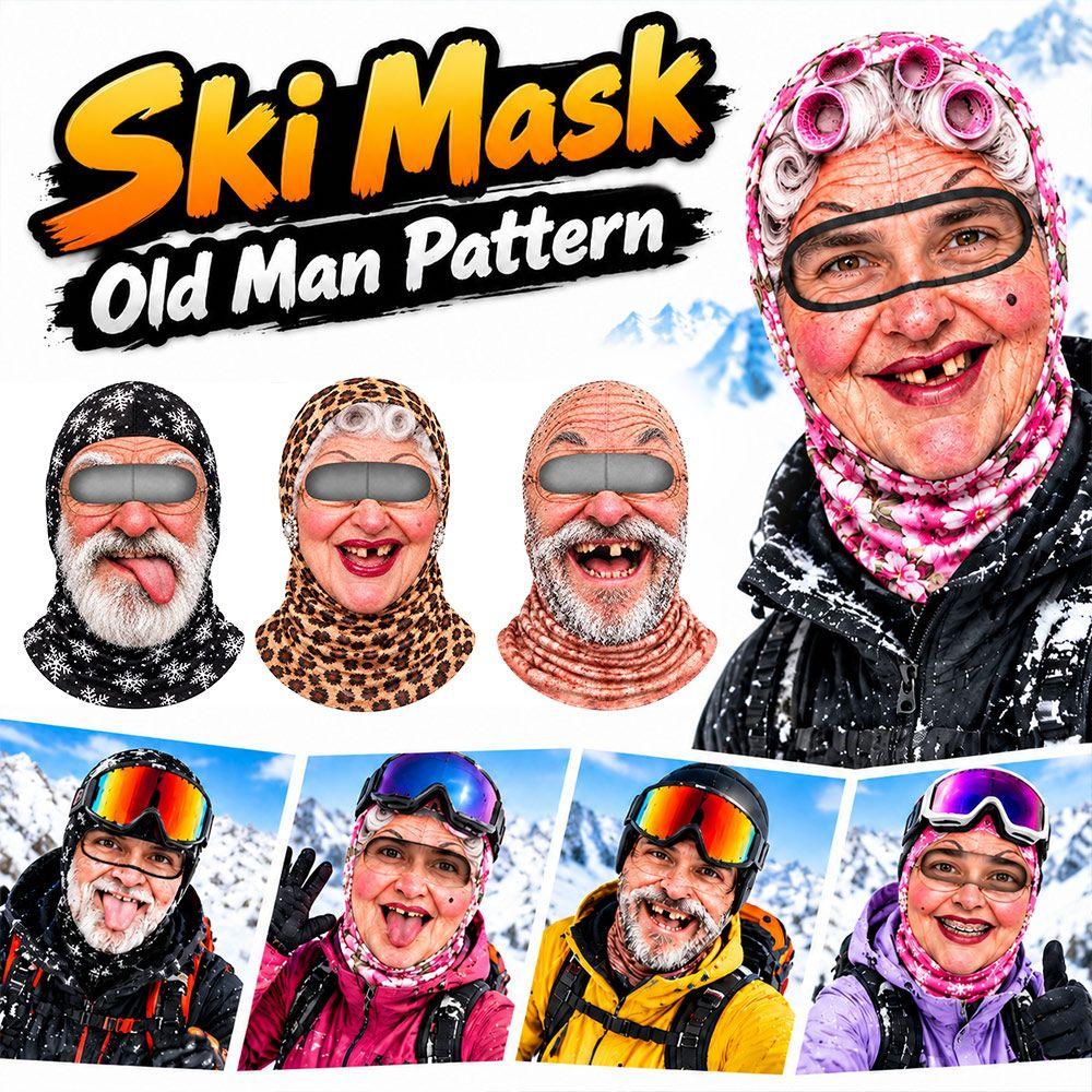Breathable Funny Ski Mask Old Man Pattern Full Face Mask For Outdoor/Cycling/Pranks/Party