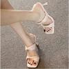 OMG! Beautiful! Stepping On Shit High Heels Sandals 2025 Summer New Square Head Thin Heel with Cool Slippers