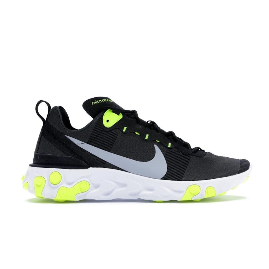 Nike React Element 55 Black Volt Мужские кроссовки Wolf-Grey-Volt-White BQ6166-001