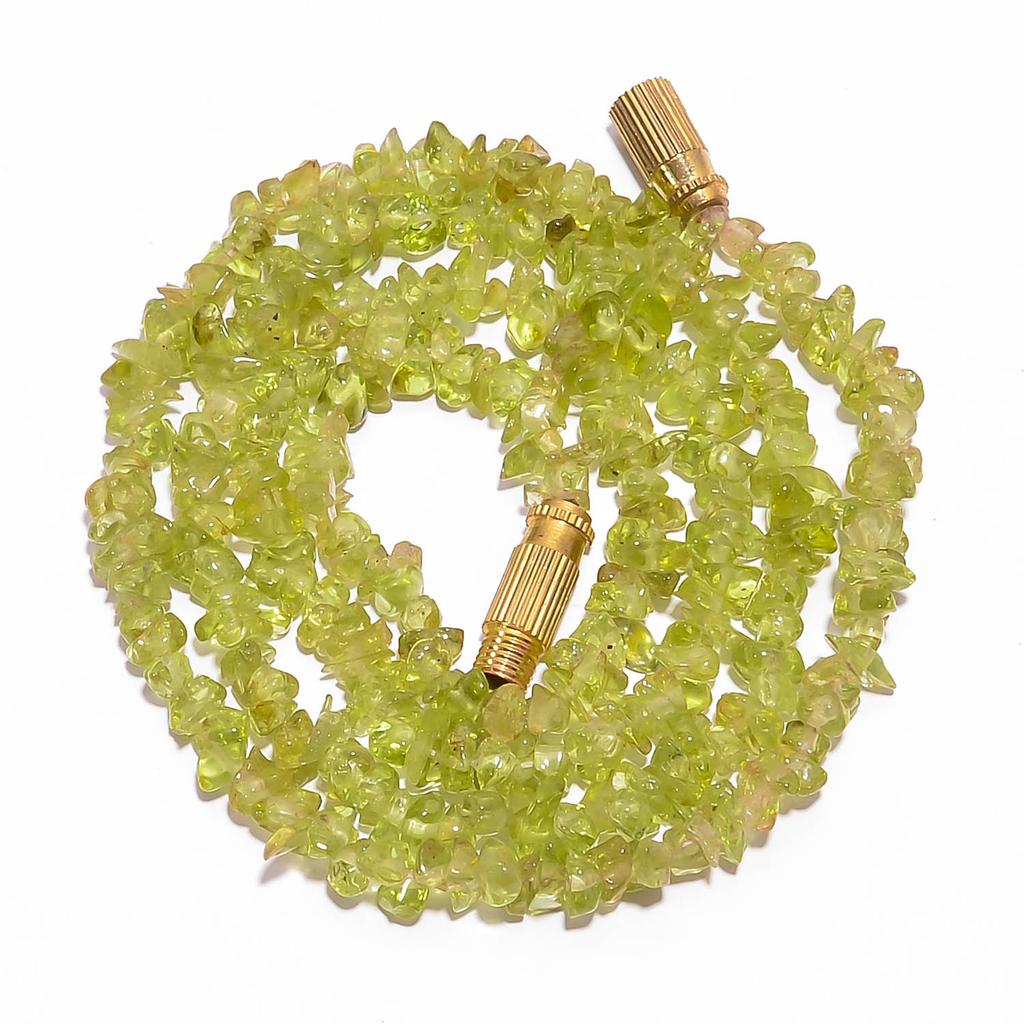 Natural Peridot Gemstone Uncut Smooth Beads Necklace 3-6 Mm 18" UB-7901 UB-7901