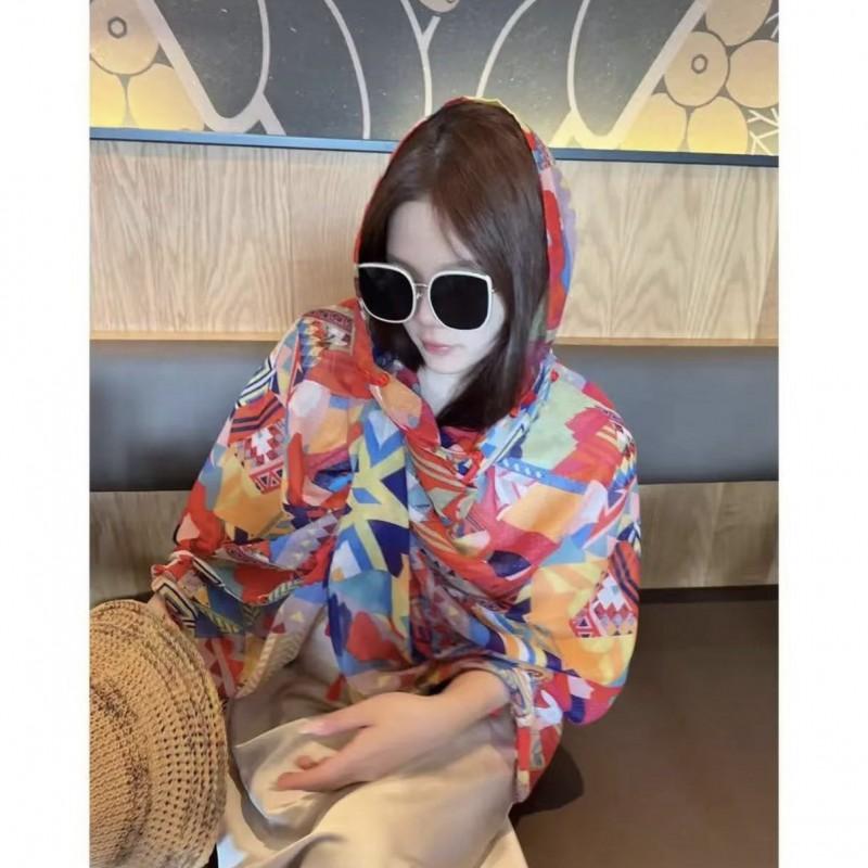 Womens Vintage Ethnic Style Knitted Shawl With Button Lightweight Sun Protection Scarf Travel