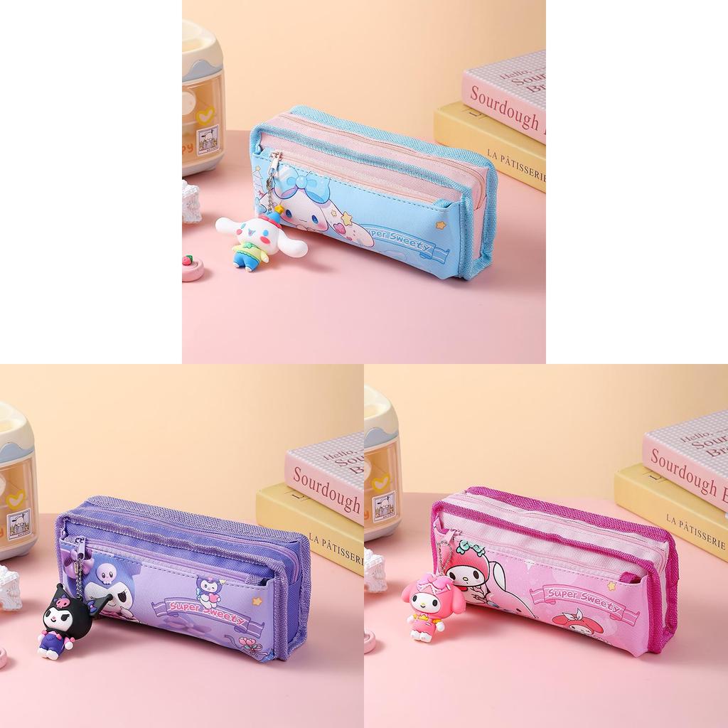 Канвасовый пенал Sanrio Kuromi, большая вместимость, прочная сумка для канцелярских принадлежностей для студентов