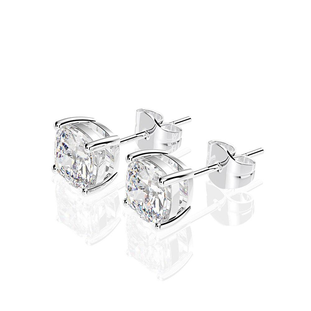 Wong Rain Classic 100% 925 Silver Created Moissanite Gemstone Wedding Помолвка Серьги-гвоздики Ювелирные изделия Оптовая продажа
