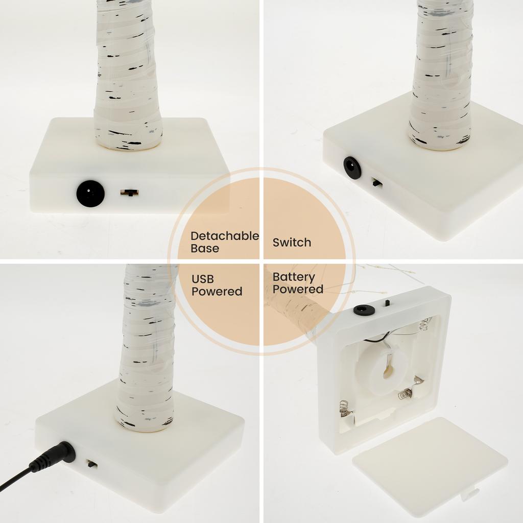 Светодиодный светильник «Береза» 144 светодиода Искусственная лампа-дерево с таймером 24 дюйма Питание от USB/батареек Настольный декоративный светильник «Береза»