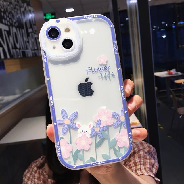 Чехол для телефона с милым мультяшным цветком и фруктами для Iphone 14 13 11 12 Pro Max Xs Max Xr X Xs 14pro, прозрачный противоударный бампер, мягкая задняя крышка
