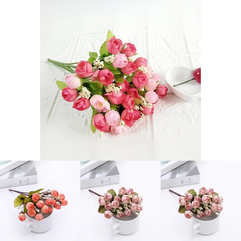 Faux Rose Flower Bouquet For Home Decoration With Silk Flowers For Bedroom And Living Room