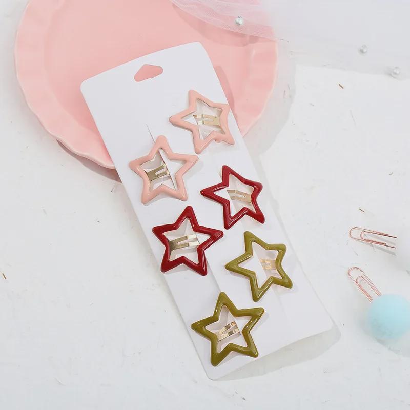 Новая заколка для волос Oil Drop Color BB - Милая заколка для волос в форме сердца и звезды для девочек