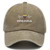 pc Retro Washed Baseball Cap with Venezuelan Letters and Electrocardiogram Heart Flag Pattern Design Unisex Wear Cap Lightwei