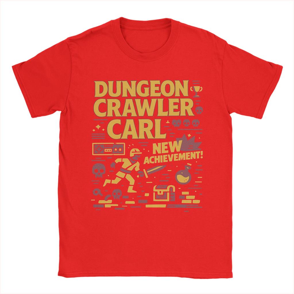 Men TShirts Dungeon Crawler Carl New Achievement Novelty Pure Cotton Tee Shirt Short Sleeve T Shirt Crewneck Clothes Plus Size