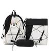 Three-Piece Backpack Set for Primary and Middle School Students Schoolbag Color Block Cartoon Backpack for Women Large Capacity Backpack