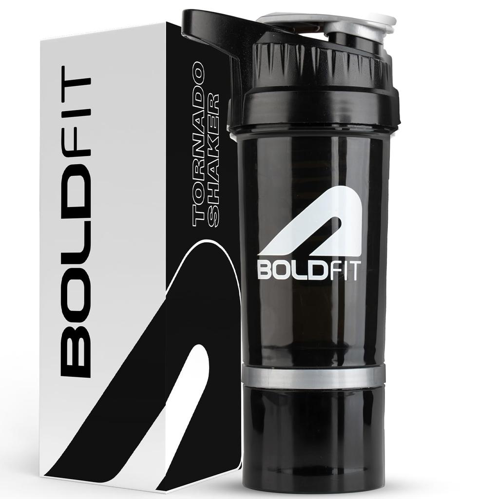 Boldfit Спортивный шейкер для протеинового коктейля, Герметичные бутылки-шейкеры для добавок с дополнительным отделением, Для предтренировочных комплексов и BCAA, Бутылка для протеинового коктейля, G