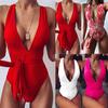 Sexy Deep V Neck Swimwear Backless Bandage One Piece Swimsuit Monokini Badpak Bathing Suit