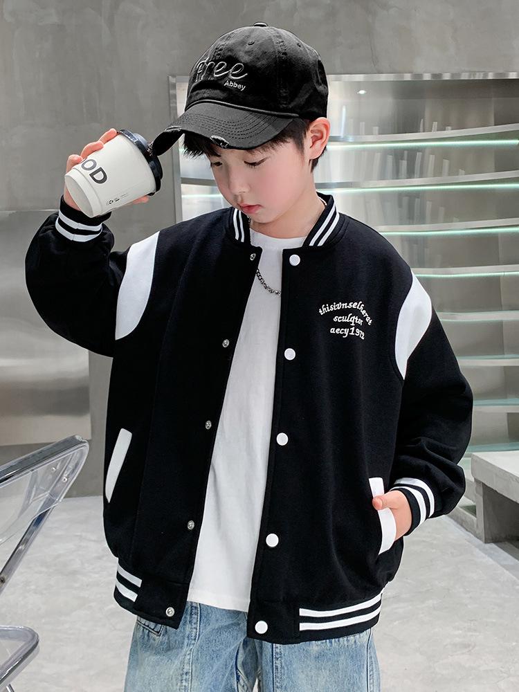 2025 Boys' Trendy Spring/Autumn Baseball Jacket Coat for Big and Middle Children