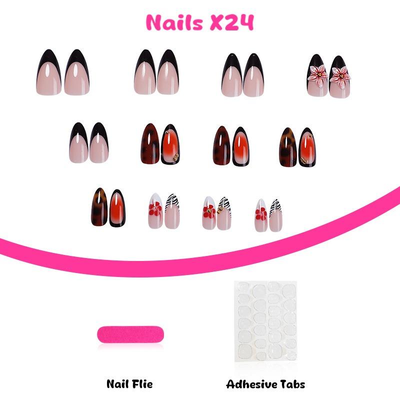 Europe and the United States hot-selling wearing nail 3D three-dimensional flower removable nail ins wind trend nail art finished nail wholesale