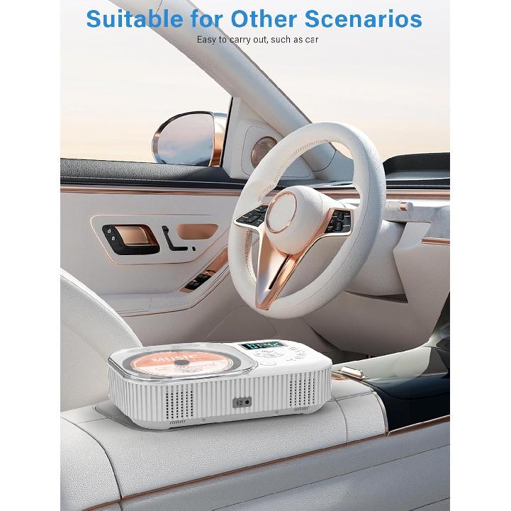 2000mAh CD Player Portable With Bluetooth, Double Speaker,Rechargeable CD Player With FM Radio, AUX/USB Support, Headphone Jack, Removal Control