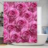 Pink Rose Shower Curtain Fabric Home Decor Waterproof Bath Rug Decoration Modern Bathroom Accessory Customizable Size Available