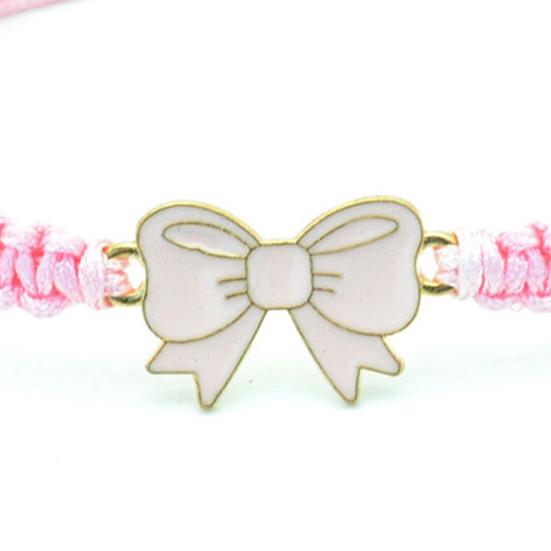 Bow Braided String Bracelet Adjustable String Rope Bracelet Handmade Friendship Gift Butterfly Cheerleader Wristlet for Friends Cheer Dance Team