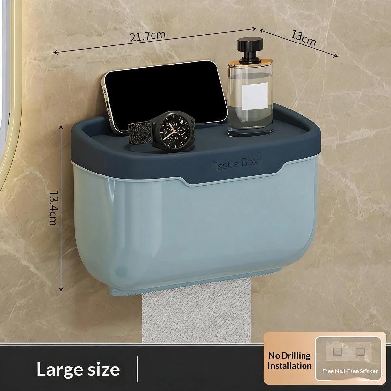 Wall Mounted Tissue Box Waterproof Multifunctional Top Storage Shelf for Bathroom Kitchen RV Camper Small Space