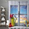 Шторка для душа Window Kettle Цветочный закат, Декоративная шторка для ванной комнаты, Водонепроницаемая шторка для душа с крючками