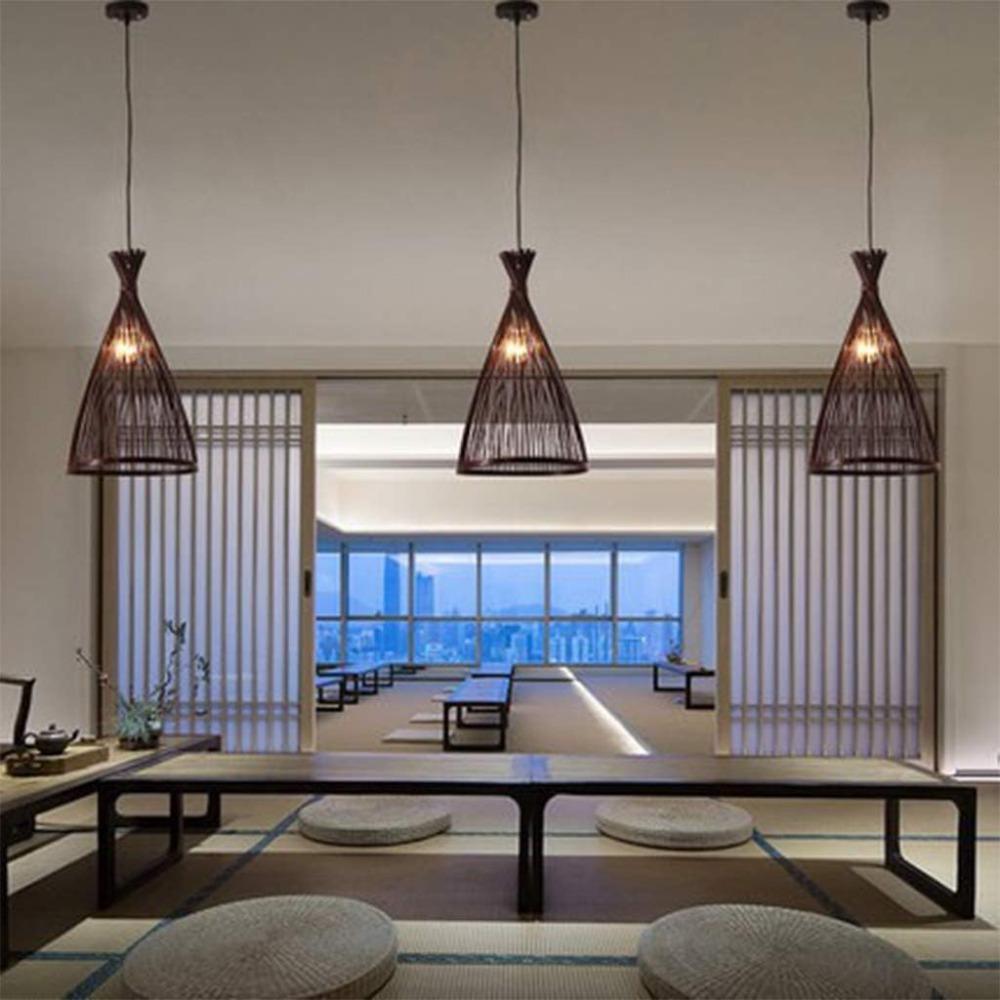 JOYINLED Bamboo Chandelier Woven Pendant Lamp Retro Lantern Bamboo Lampshade Handmade Lamp E27 for Restaurant Living Room