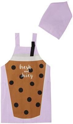 Детский фартук M Молочный чай с тапиокой Фиолетовый Хлопок В комплекте с подходящей банданой 110-120 100%