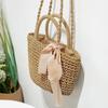 New Arrive Handmade Straw Bags Ribbons Bowknot Beach Knitting Handbags Tote Shoulder Bag