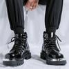 Высококачественные мужские ботильоны из лакированной кожи в стиле стрит-панк с металлической отделкой, черные, для платья, обувь для увеличения роста
